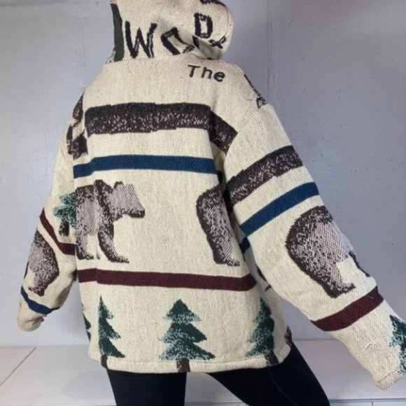 Vintage Rework Cabin Outdoor Hiking Tapestry Blanket Hooded Sweatshirt - Picture 3 of 10